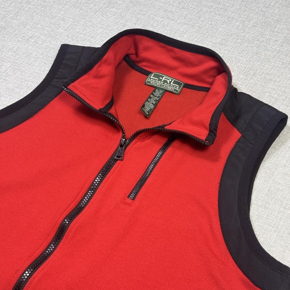 Lauren Ralph Lauren Jackets & Blazers - Lauren Ralph Lauren Vest Womens XL Red Collared Full Zip Pockets Cotton Blend
